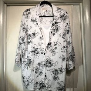NWOT Top with Attached Tank and 3/4 length sleeves
